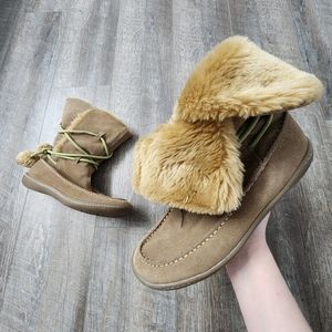 Steve Madden Moccasin Suede, Faux Fur Lined Boots, Women's Size 8